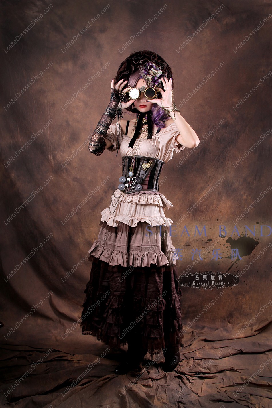 Sweet Steam Band Leather Fishbone Short Classical Puppets Lolita Girdles