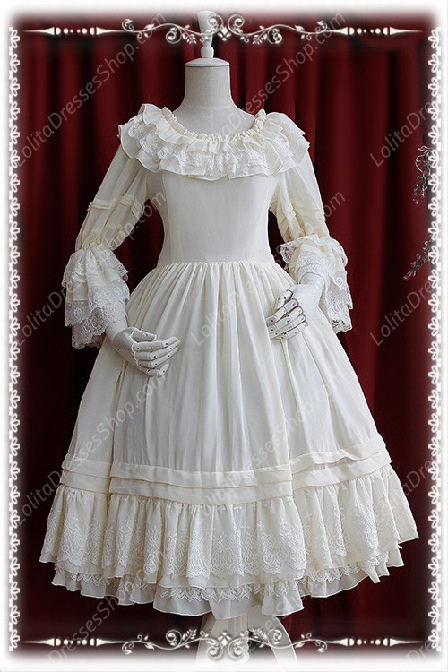 Sweet Cotten Gorgeous Chiffon Infanta Lolita OP