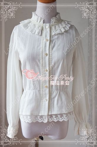 Sweet Cotten Easy Dark Stripe Magic Tea Party Lolita Shirt