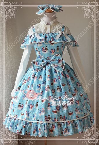 Sweet Cotten The Little Snowman Print Ball Magic Tea Party Lolita JSK