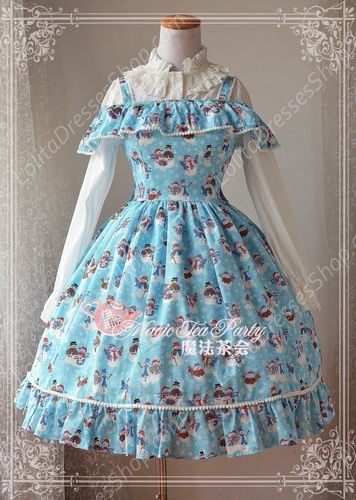 Sweet Cotten The Little Snowman Print Ball Magic Tea Party Lolita JSK