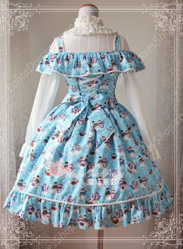 Sweet Cotten The Little Snowman Print Ball Magic Tea Party Lolita JSK