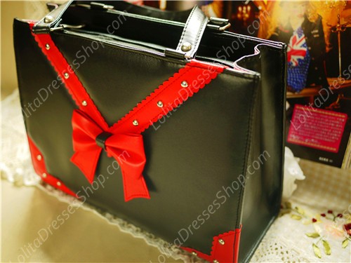 V-Shape Rose Bow PVC Lolita Handbag