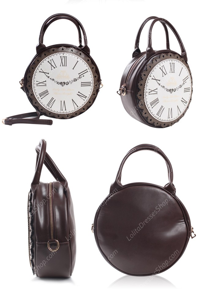 Buy Clock Bag Real Working,Vintage Crossbody Messenger Bag, SteamPunk Style  Shape Leather Bag Circular Handbag Chain Shoulder, Brown, 7.9 x 7.9 x 3.9in  at Amazon.in