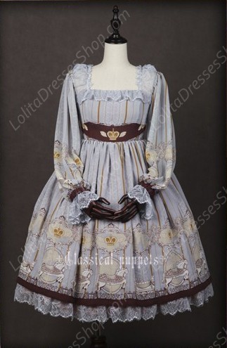 Chiffon Royal Carousel Lantern Sleeve Classical Puppets Lolita OP Dress