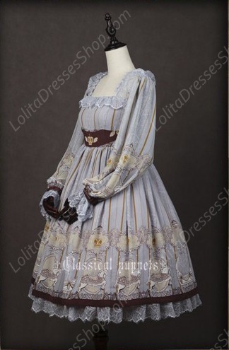 Chiffon Royal Carousel Lantern Sleeve Classical Puppets Lolita OP Dress