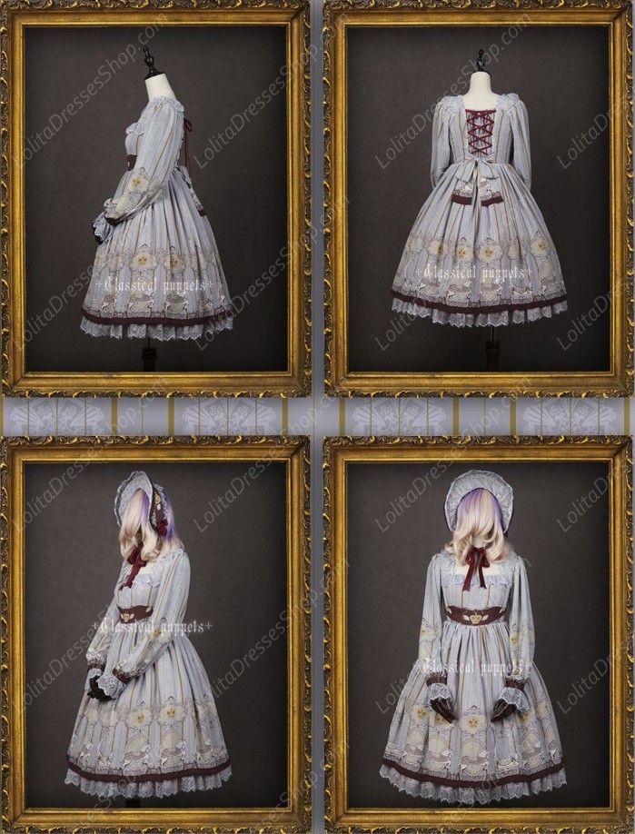 Chiffon Royal Carousel Lantern Sleeve Classical Puppets Lolita OP Dress