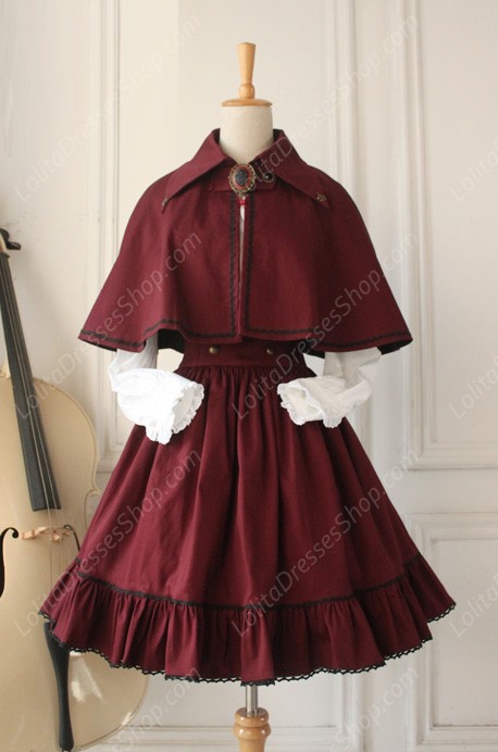 Gothic Retro Empire Cloak Fishbone Overskirt Lolita Dresses Lolita Suit