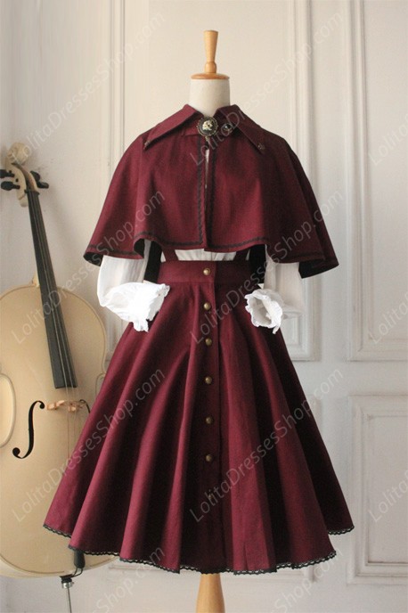 Gothic Retro Cloak Lolita Strap Dress Lolita Suit