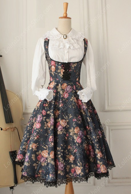 Vintage Breast Care Lace Floral Gothic Lolita Dresses