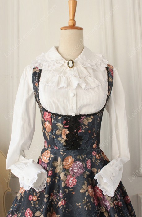 Vintage Breast Care Lace Floral Gothic Lolita Dresses