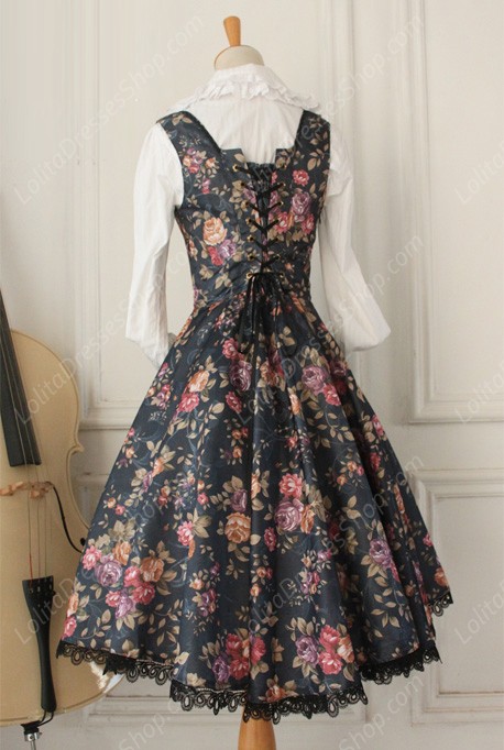 Vintage Breast Care Lace Floral Gothic Lolita Dresses