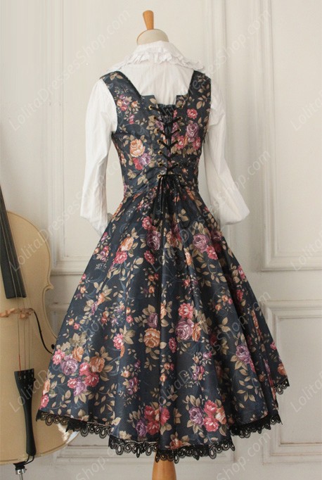 Vintage Breast Care Lace Floral Gothic Lolita Dresses