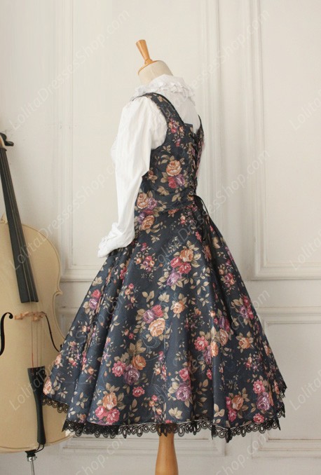 Vintage Breast Care Lace Floral Gothic Lolita Dresses