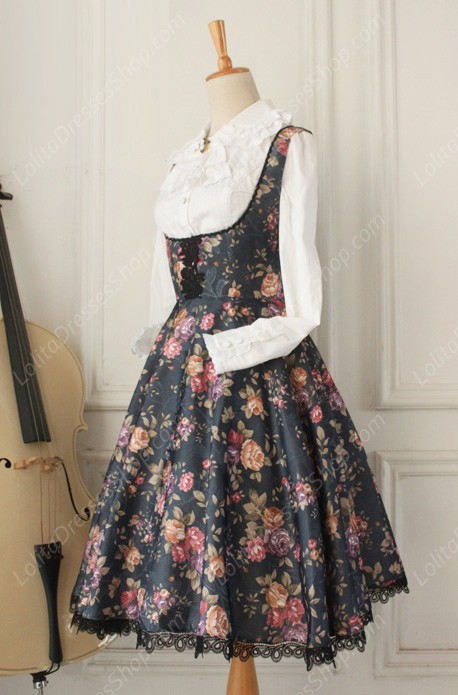 Vintage Breast Care Lace Floral Gothic Lolita Dresses