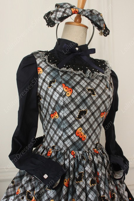 Vintage Ruffles Halloween Ghost Print Lolita Vest Dresses