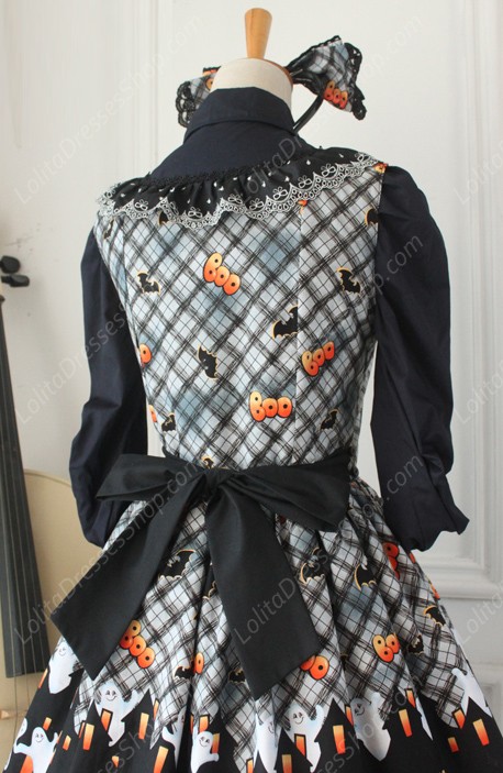 Vintage Ruffles Halloween Ghost Print Lolita Vest Dresses