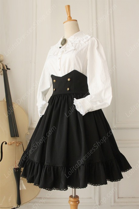 Vintage Ruffles Gothic Empire Fishbone Lolita Overskirt