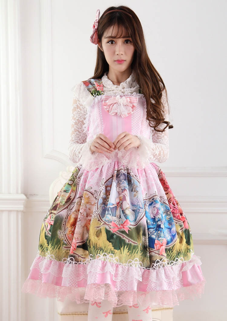 Sweet Lace Princess Strap Constellation Story Print Sweet Lolita Dress JSK