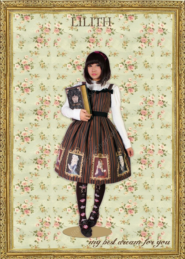 Sweet Lady Cats Prints Vintage LILITH Lolita Jumper Dress