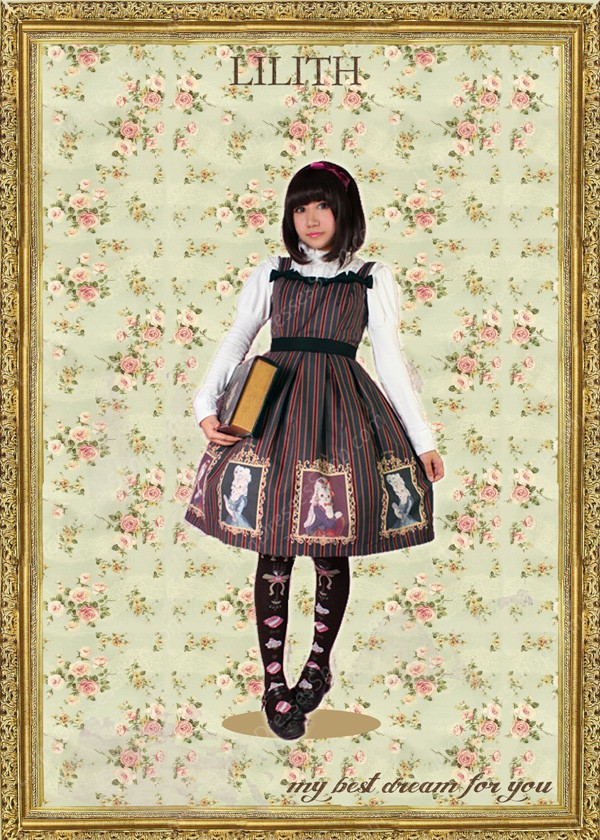 Sweet Lady Cats Prints Vintage LILITH Lolita Jumper Dress