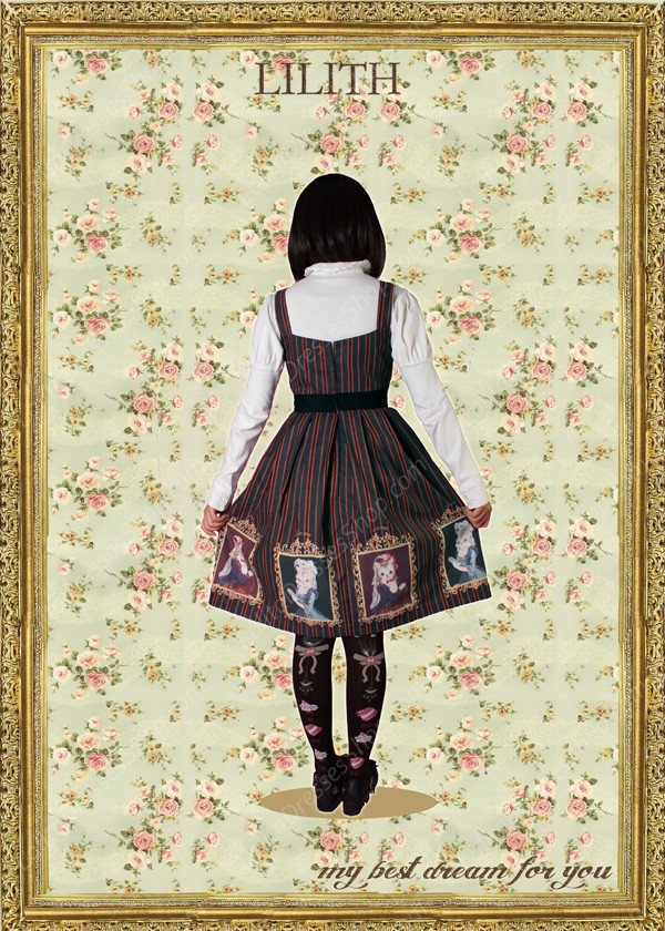 Sweet Lady Cats Prints Vintage LILITH Lolita Jumper Dress