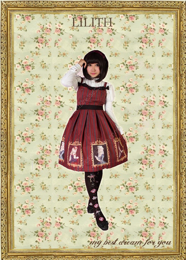 Sweet Lady Cats Prints Vintage LILITH Lolita Jumper Dress