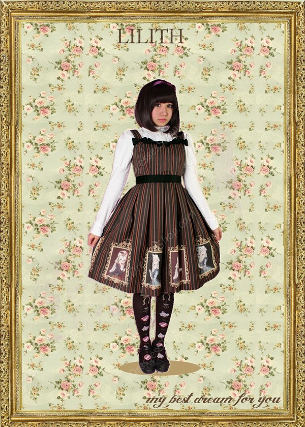 Sweet Lady Cats Prints Vintage LILITH Lolita Jumper Dress