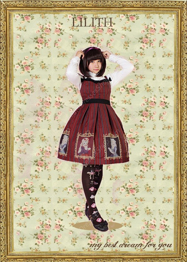 Sweet Lady Cats Prints Vintage LILITH Lolita Jumper Dress