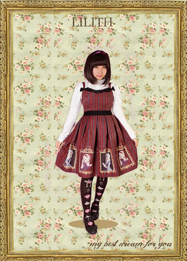 Sweet Lady Cats Prints Vintage LILITH Lolita Jumper Dress