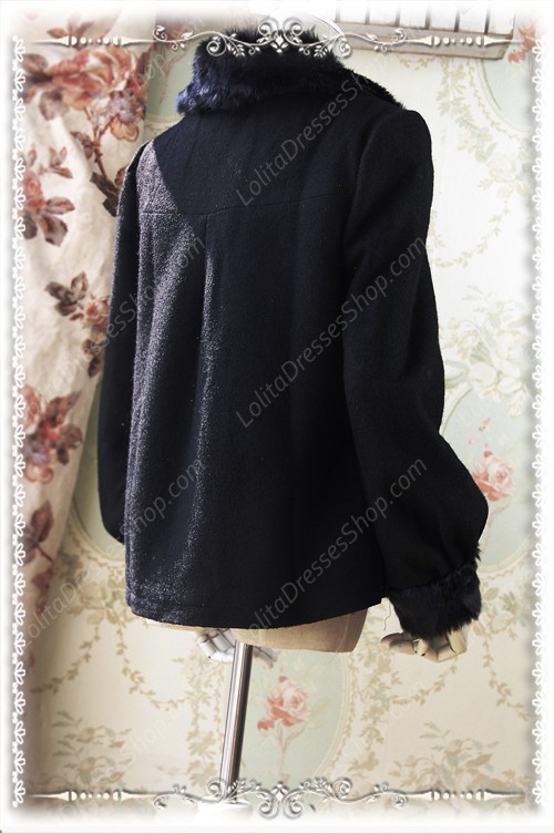 Sweet Cotten Embroidery Carousel Cashmere Fleece Infanta Lolita Short Jacket