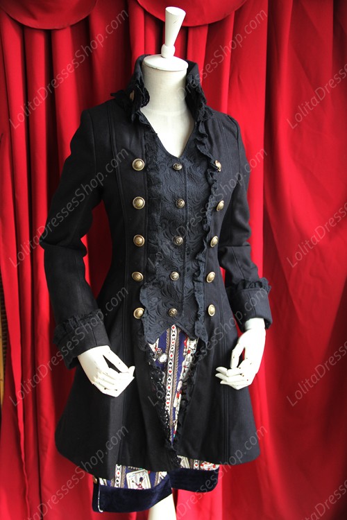 Sweet Cotten Double Breasted Faux Two Stand Collar Infanta Lolita Overcoat