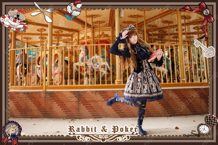 Sweet Cotten Rabbit&Poker Medium Waist Infanta Lolita SK