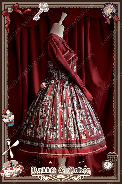 Sweet Cotten Rabbit&Poker Infanta Lolita Dress