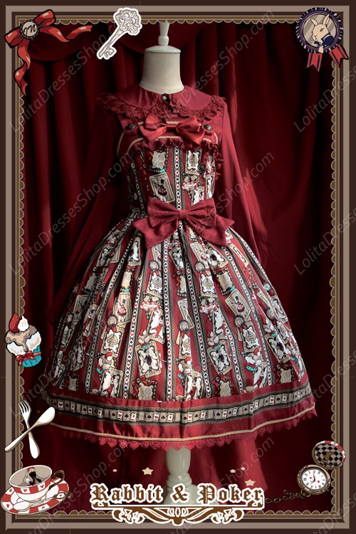 Sweet Cotten Rabbit&Poker Infanta Lolita Dress