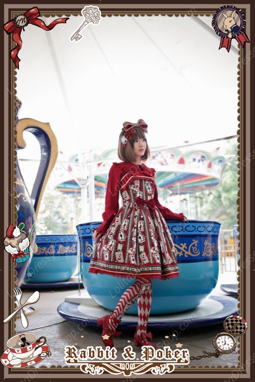 Sweet Cotten Rabbit&Poker Infanta Lolita Dress