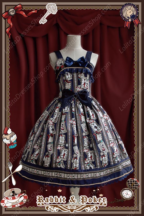 Sweet Cotten Rabbit&Poker Infanta Lolita Dress
