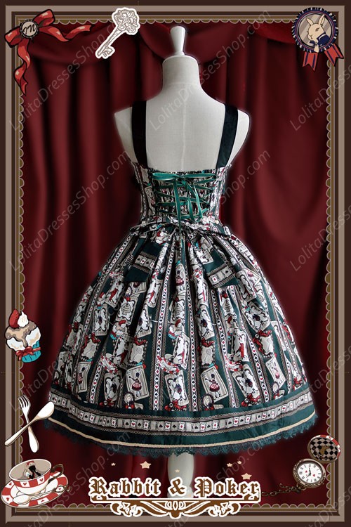 Sweet Cotten Rabbit&Poker Infanta Lolita Dress