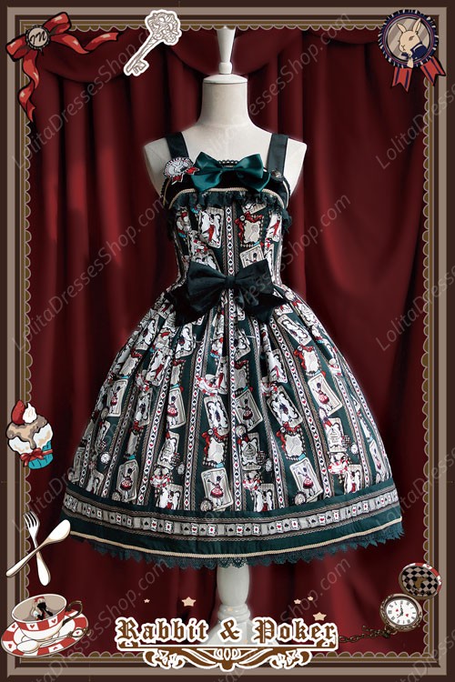 Sweet Cotten Rabbit&Poker Infanta Lolita Dress