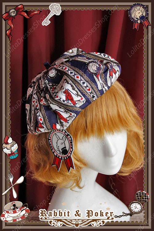 Sweet Cotten Rabbit&Poker Infanta Lolita Pumpkin Hat