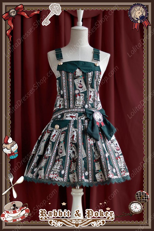 Sweet Cotten Rabbit Poker Infanta Lolita Strap Dress