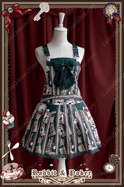 Sweet Cotten Rabbit Poker Infanta Lolita Strap Dress