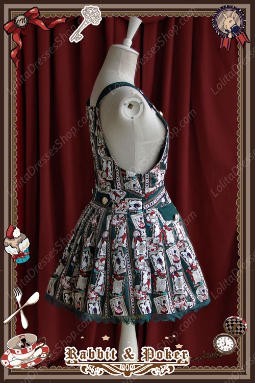 Sweet Cotten Rabbit Poker Infanta Lolita Strap Dress