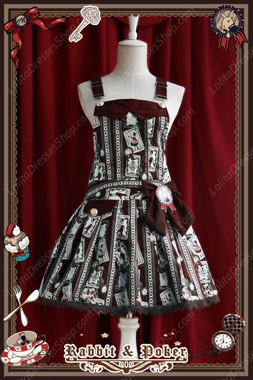 Sweet Cotten Rabbit Poker Infanta Lolita Strap Dress