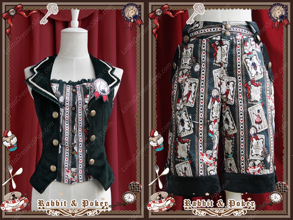 Sweet Cotten Rabbit Poker Infanta Lolita Combination 1 : Shorts + Vest