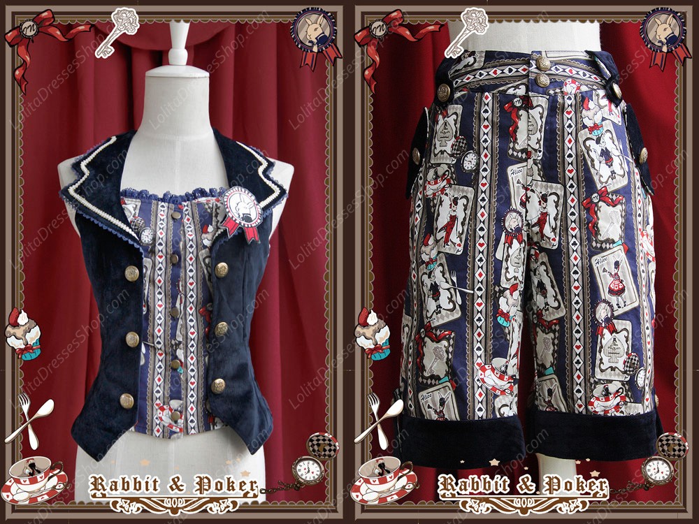 Sweet Cotten Rabbit Poker Infanta Lolita Combination 1 : Shorts + Vest