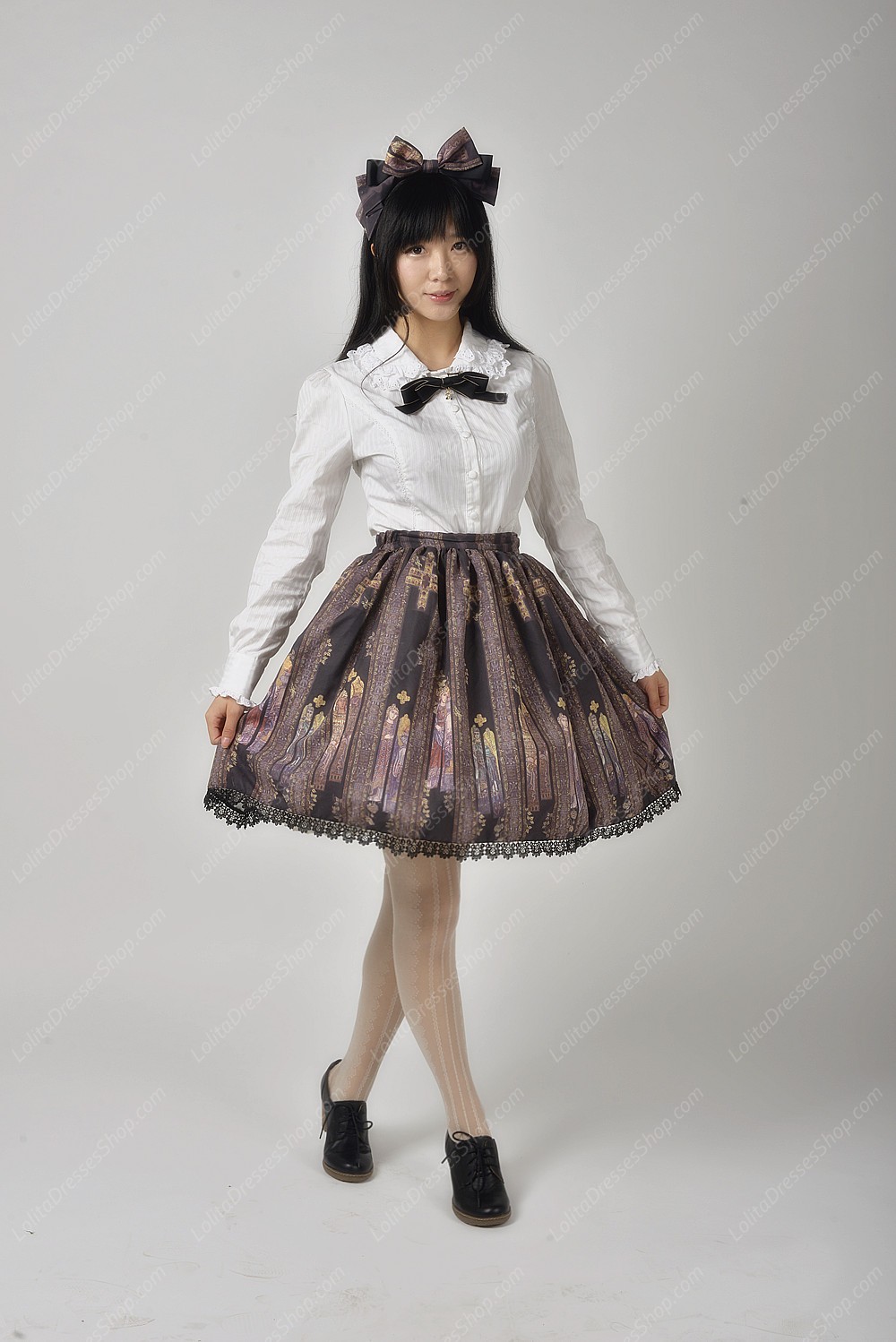 Sweet Original Religious Style Stained Glass Souffle Song Lolita Printing Skirt