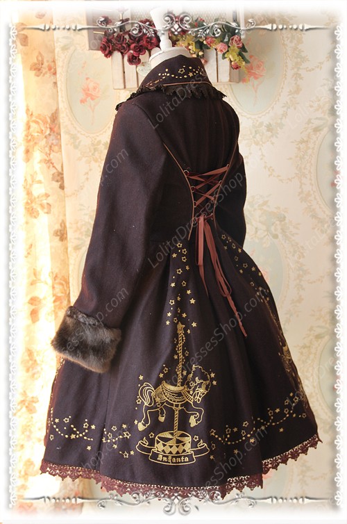 Sweet Cotten Merry Go Round With Gold Embroidered Cashmere Infanta Lolita Cape Coat