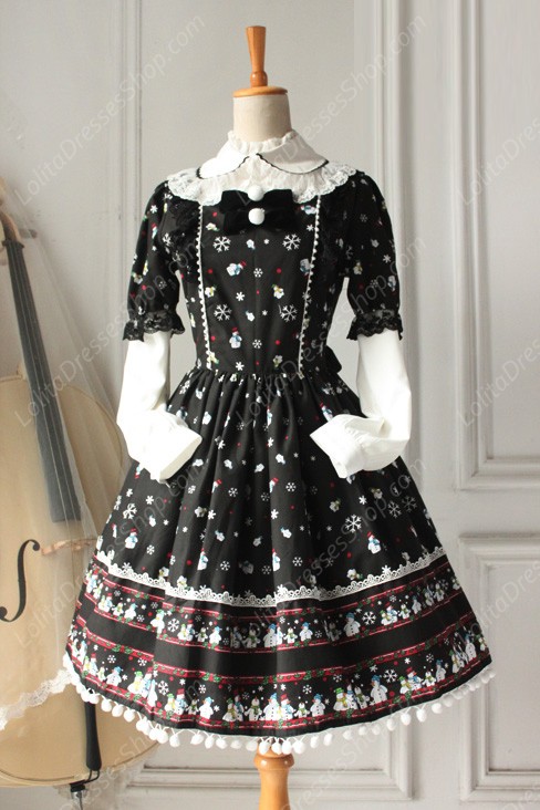 Sweet Frozen Christmas Snowman Retro Fairy Tale Style Lolita Dress