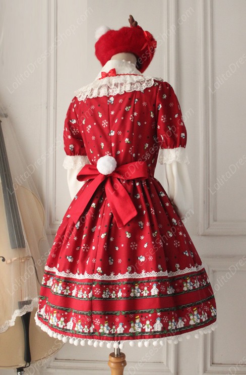 Sweet Frozen Christmas Snowman Retro Fairy Tale Style Lolita Dress